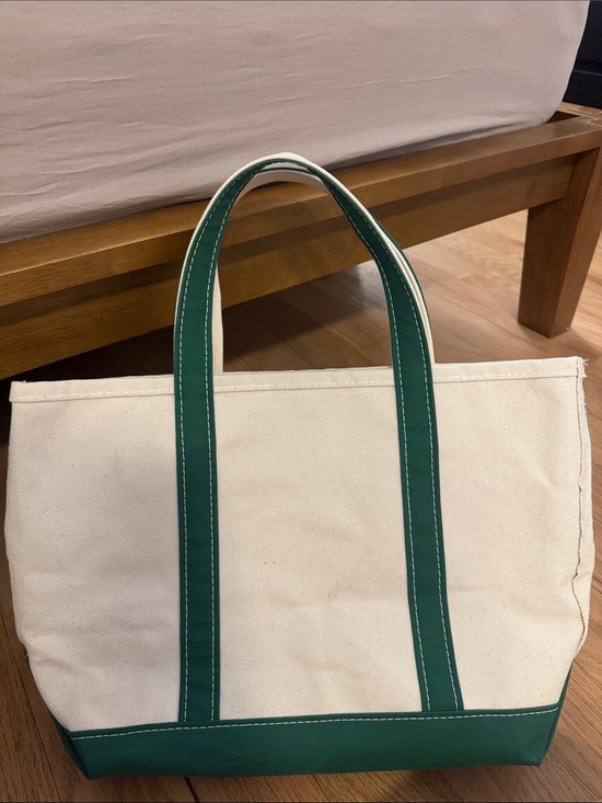 Handbags - Canvas Tote Bag with Green Trim - Classic Women’s Carryall